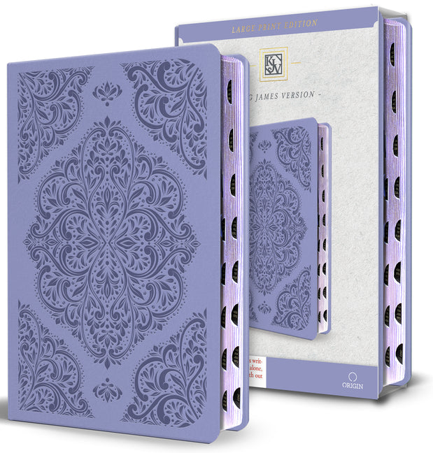 KJV Holy Bible, Large Print Medium Format, Lavender Faux Leather W/Thumb Index and Ribbon Marker, Red Letter - Ingram
