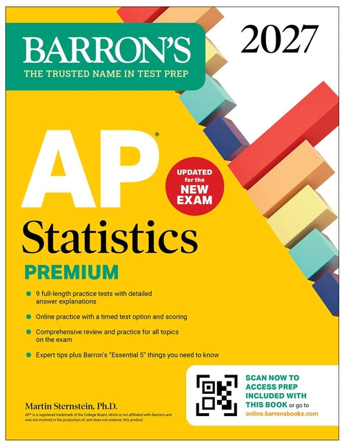AP Statistics Premium, 2027: 9 Practice Tests + Comprehensive Review + Online Practice - Ingram