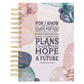 Christian Art Gifts Journal W/Scripture Plans Jeremiah 29:11 Bible Verse White Abstract Leaves 192 Ruled Pages, Large Hardcover Notebook, Wire Bound - Ingram