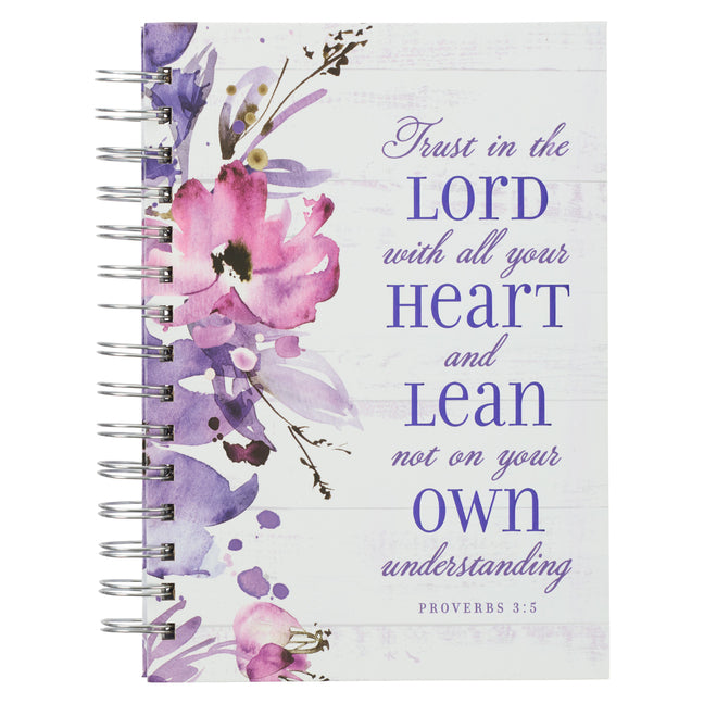 Christian Art Gifts Journal W/Scripture for Women Trust in the Lord Proverbs 3:5 Bible Verse Purple Floral Watercolor 192 Ruled Pages, Large Hardcover - Ingram