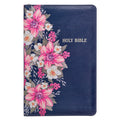 KJV Bible Deluxe Gift (Faux Leather, Blue Floral Printed W/Zipper) - Ingram