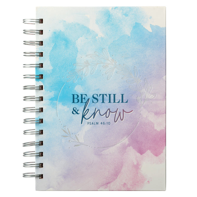 Christian Art Gifts Journal W/Scripture for Women Be Still Psalm 46:10 Bible Verse Watercolor Teal Pink Purple Laurel 192 Ruled Pages, Large Hardcover - Ingram